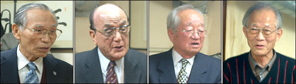 평생 통일의 염원으로 살아오신 원로들...이목(85) 권중혁(85) 강태하(82) 박두표(82) 선생님(사진 왼쪽부터)
