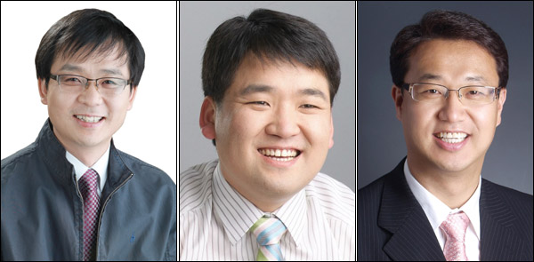 진보신당 후보...(왼쪽부터) 대구시장 후보 조명래 대구시당위원장. 기초의원 후보 김성년(고산1.2.3동) 장태수(비산2.3.4.6.평리1.3동) / 사진. 진보신당 대구시당