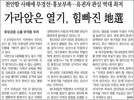 매일신문 4월 8일자 1면