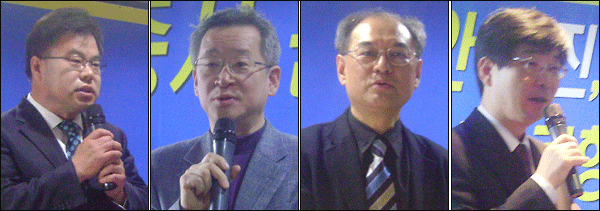(왼쪽부터) 탁성길(사업가), 노진철(대경민교협 의장), 조진형(지방분권운동대경본부 상임대표), 고경수 목사 / 사진. 평화뉴스 유지웅 기자