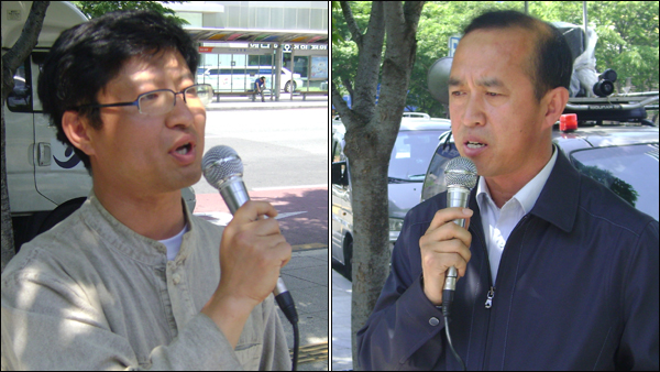 <평화통일대구시민연대> 김두현 사무처장(왼쪽)과 <대구평화와통일을여는사람들> 김찬수 공동대표 / 사진. 평화뉴스 유지웅 기자