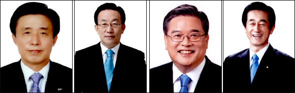 (왼쪽부터) 김범일 후보, 김관용 후보, 우동기 후보, 이영우 후보