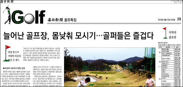 매일신문 4월 21일자 29면 '골프특집'(29-39면)