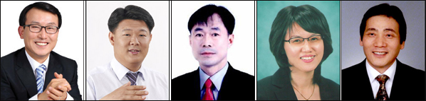 2010년 6.2지방선거에서 '야5당 단일후보'로 당선된 대구 기초의원...(왼쪽부터) 북구 유병철(무소속.풀뿌리대구연대).이영재(민주노동당).윤보욱(국민참여당), 달서구 이유경(민주당).김성태(민주당)