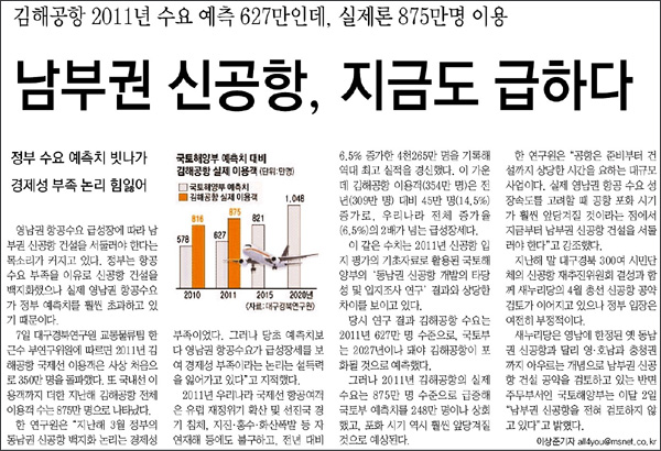 <매일신문> 2012년 2월 8일자 1면