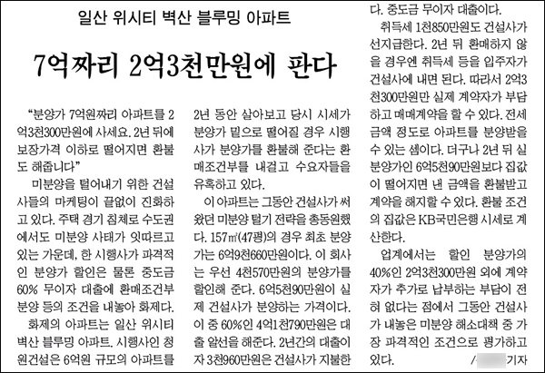 <경북매일신문> 2012년 4월 16일자 16면(부동산)