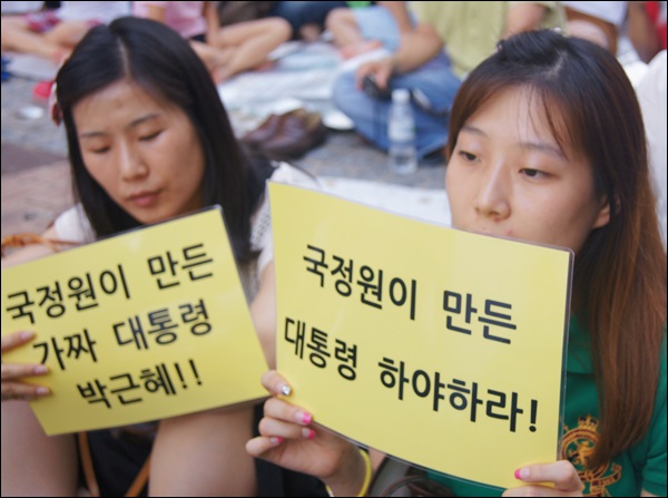박 대통령을 비판하는 피켓을 든 시국대회 참석자(2103.7.6.동성로) / 사진. 평화뉴스 김영화 기자
