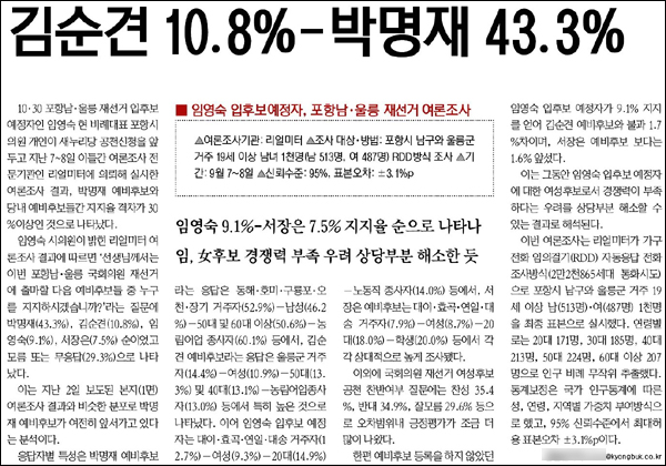 <경북일보> 2013년 9월 12일자 1면