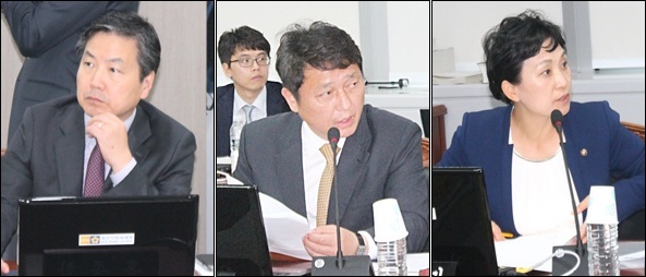 (왼쪽부터)새정치민주연합 홍종학, 최재성, 김현미 의원(2014.10.20) / 사진.평화뉴스 김영화 기자