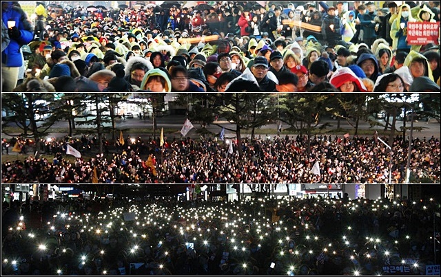 (맨위부터)중앙로, 동대구로, 국채보상로에서 열린 4,5,6차 대구시국대회 / 사진.평화뉴스