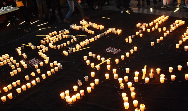 촛불로 만든 "탄핵대길"(2017.2.4) / 사진.평화뉴스 김영화 기자
