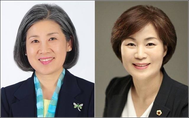 (왼쪽부터)민주당 윤선진 전 서구지역위원장과 김혜정 대구시의원