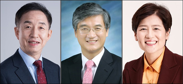 (왼쪽부터) 강은희, 김사열, 홍덕률 예비후보