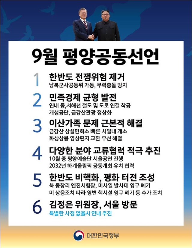 '9월 평양공동선언문' / 사진 자료.청와대