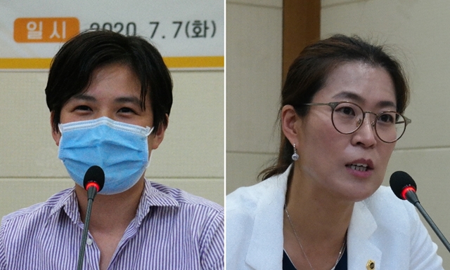 (왼쪽부터) 백소현 정의당 대구시당 환경위원장, 이진련 대구시의회 의원 (20207.7) / 사진.평화뉴스 한상균 기자