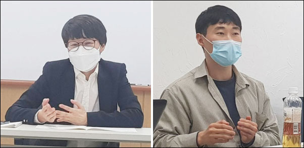 (왼쪽부터) 정유진, 김정훈 독자위원 / 사진. 평화뉴스 유지웅 기자