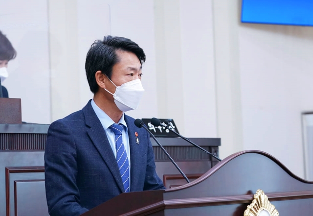 더불어민주당 박정권 대구 수성구의원이 5분 발언 중이다(2021.5.7) / 사진.박 의원 제공