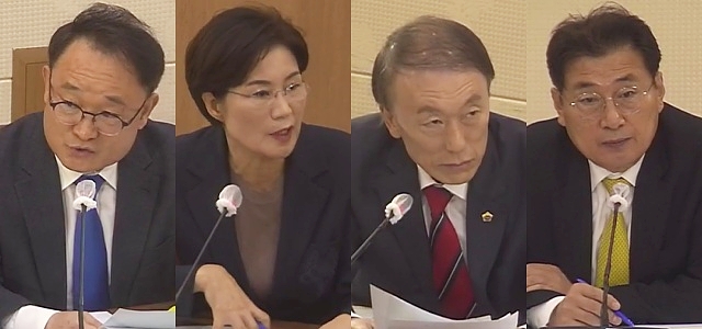 (왼쪽부터)김동식, 김혜정, 하병문, 홍인표 의원이 대구시 행감에서 발언 중이다.(2021.11.15) / 사진.대구시의회