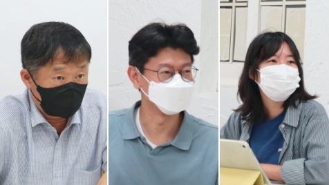 (왼쪽부터)안갑수, 탁기홍, 이명은 7기 독자위원(2022.9.28) / 사진.평화뉴스