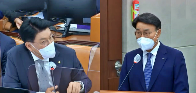 국민의힘 장제원 의원이 최정우 포스코 회장을 질타하고 있다(2022.10.4) / 사진.국회 생중계 캡쳐