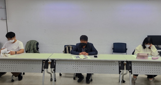 ▲(왼쪽부터)강종환, 안갑수, 최유정 7기 독자위원(2022.10.24) / 사진.평화뉴스 김영화 기자