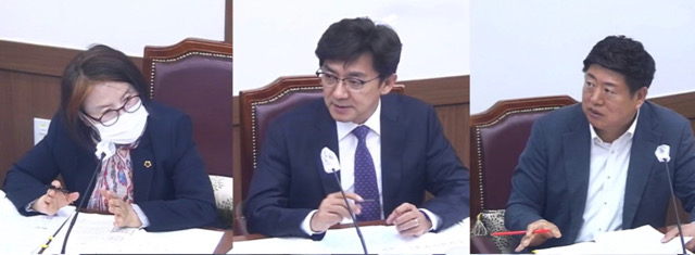 (왼쪽부터)대구시의회 문화복지위 황순자, 정일균, 김재우 의원(2022.11.10) / 사진.대구시의회