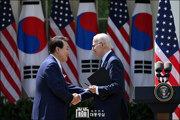 윤석열 대통령과 바이든 대통령의 한미 공동기자회견(2023.4.26) / 사진 출처. 대한민국 대통령실 홈페이지