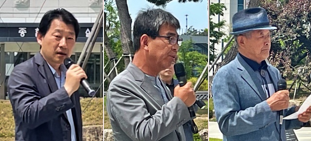 방학진 민족문제연구소 기획실장, 김헌택 안동시민연대 상임대표, 이천우 안동NCCK 전 대표(2023.5.26) / 사진.안동시민연대