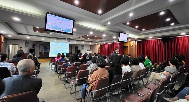 '금호강 고모지구 하천환경정비사업 2차 주민설명회'(2023.5.30) / 사진.평화뉴스 김영화 기자