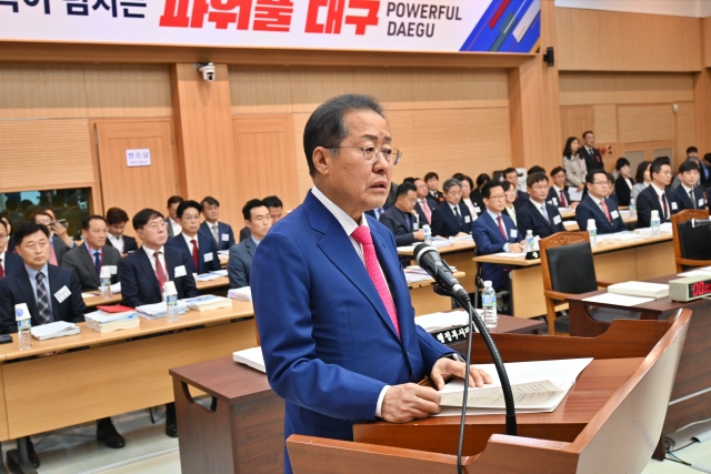 홍준표 대구시장이 국정감사 증인대에서 발언하고 있다.(2023.10.23) / 사진.평화뉴스 정준민 기자