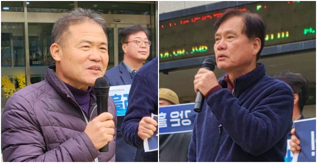 (왼쪽부터) 곽상수 고령군 포2리 이장, 김수동 환경운동연합 공동대표(2023.11.16) / 사진. 평화뉴스 정준민 기자
