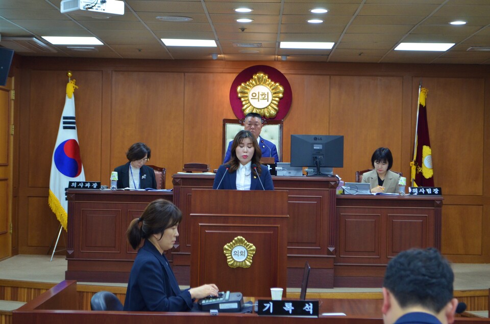 배태숙 중구의원이 중구의회 제296회 임시회에서 발언하고 있다.(2024.2.26) / 사진 출처.대구 중구의회