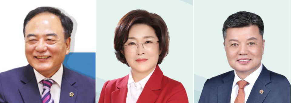 (왼쪽부터)제9대 대구시의회 후반기 의장단...국민의힘 소속 이만규 의장, 부의장 이재화, 김원규 대구시의원 / 사진.대구시의회  