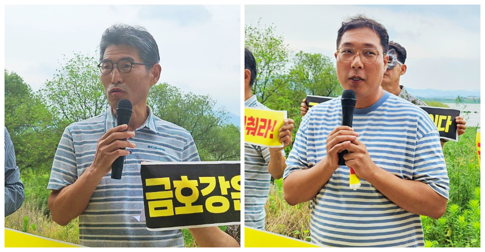 (왼쪽부터) 김우영 대구환경운동연합 운영위원, 장지혁 대구시민단체연대회의 운영위원장(2024.7.8) / 사진.평화뉴스 정준민 기자