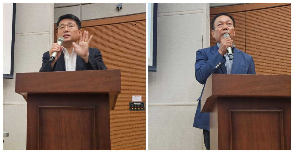 (왼쪽부터) 도태우 변호사, 남해진 박정희현창사업회 회장(2024.8.19) / 사진.평화뉴스 정준민 기자