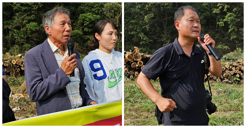 (왼쪽부터) 박호석 '금호강 난개발 저지 대구경북공동대책위원회' 대표, 정수근 대구환경운동연합 사무처장(2024.9.27) / 사진.평화뉴스 정준민 기자