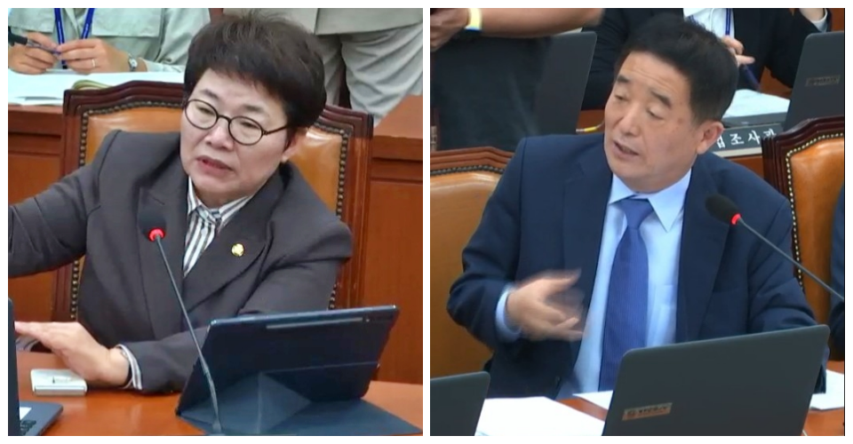 (왼쪽부터) 국민의힘 임이자 의원, 더불어민주당 강득구 의원(2024.10.8) /  화면 캡처.국회 인터넷의사중계시스템