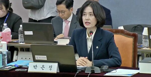 조국혁신당 박은정 의원은 이날 국감 내내 김 여사의 주가조작 혐의에 대해 불기소 처분한 검찰을 지적했다.(2024.10.17) / 사진.국회