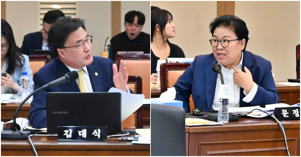 (왼쪽부터) 국민의힘 김대식 의원, 더불어민주당 문정복 의원(2024.10.17) / 사진.평화뉴스 정준민 기자