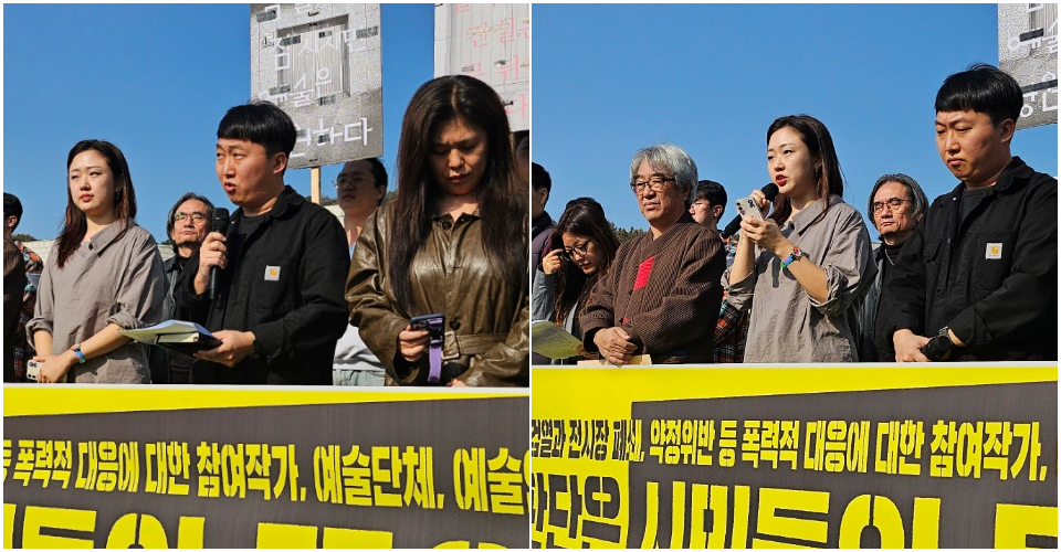 (왼쪽부터) 안윤기 작가, 연혜원 평론가(2024.11.12) / 사진.평화뉴스 정준민 기자