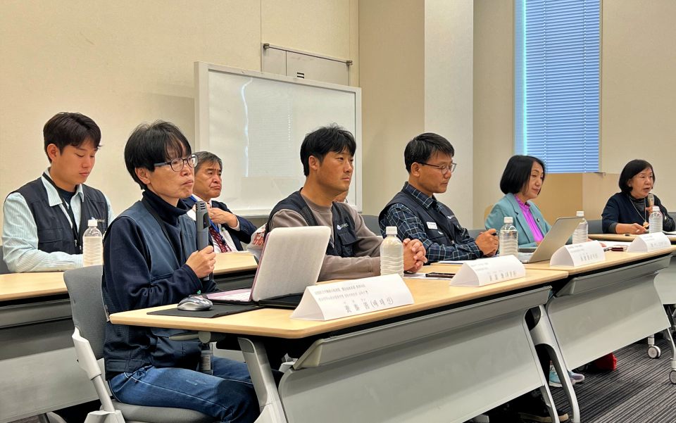 "한국옵티칼하이테크 해고 사태는 노동자들에 대한 인권침해다"...금속노조 인사들이 일본 참의원 회관에서 기자회견을 열었다.(2024.11.27) / 사진.금속노조 