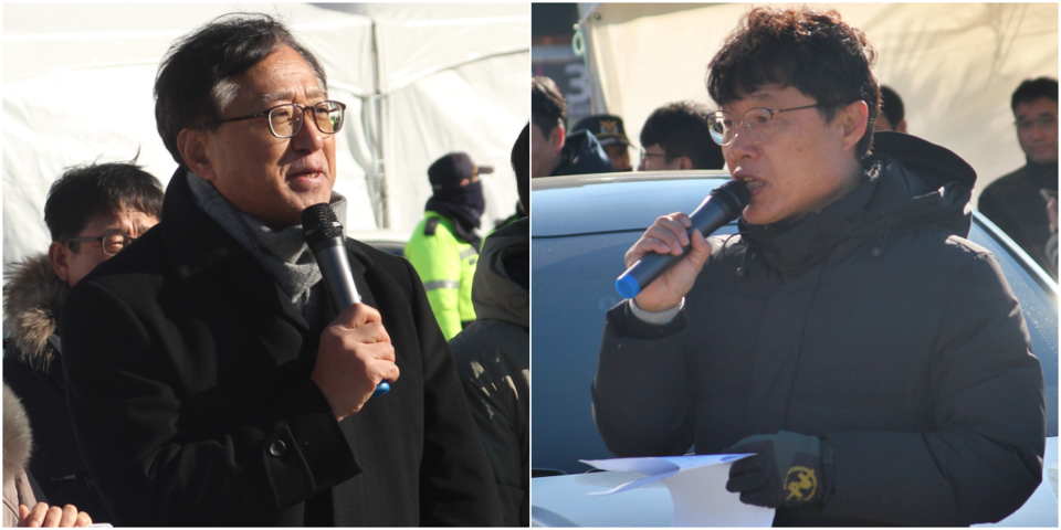 (왼쪽부터) 엄창옥 '박정희우상화반대범시민운동본부' 상임대표, 임성종 집행위원장(2024.12.22) / 사진.평화뉴스 정준민 기자