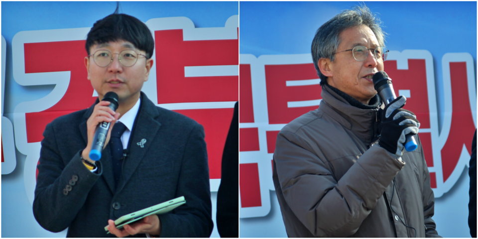 (왼쪽부터) 이동민 변호사, 강금수 대구참여연대 사무처장(2025.1.7) / 사진.평화뉴스 정준민 기자