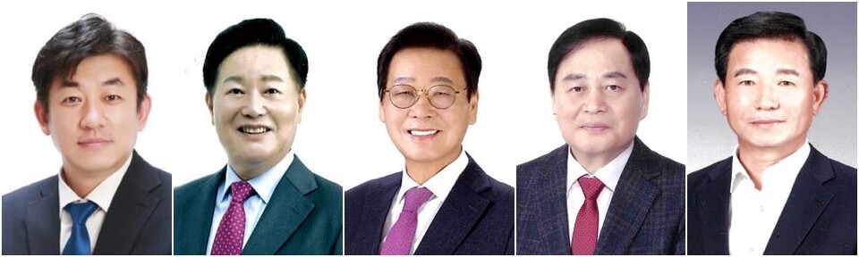 (왼쪽부터) '4.2재보궐선거' 경북 김천시장...민주당 황태성, 국민의힘 김세환, 김응규, 배낙호, 서범석 예비후보 / 사진.중앙선거관리위원회  