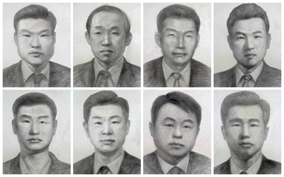 4.9인혁당 재건위 조작사건 희생자 8명...(상단 좌측부터) 김용원 열사, 도예종 열사, 서도원 열사, 송상진 열사, (하단 좌측부터)여정남 열사, 우홍선 열사, 이수병 열사, 하재완 열사 / 사진 출처.4.9통일평화재단