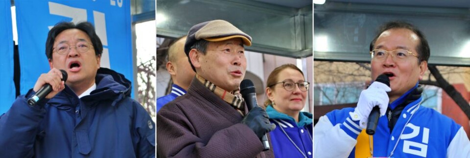 (왼쪽부터)허소 민주당 대구시당 위원장, 후원회장인 최봉태 변호사, 이준형 민주당 대구시당 달서구병 지역위원장(2025.3.20) / 사진.평화뉴스 김영화 기자
