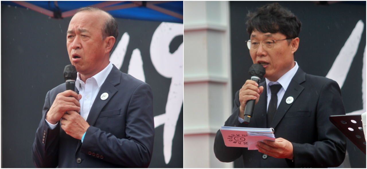 (왼쪽부터)김찬수 4.9통일열사 50주기 행사위원회 상임공동대표, 임성종 공동대표(2025.4.5) / 사진.평화뉴스 정준민 기자