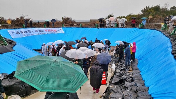 일본 야마구치현 우베시 장생탄광 제3차 유해발굴 현장에 350여명의 사람들이 몰렸다.(2025.2.1) / 사진.평화뉴스 김영화 기자