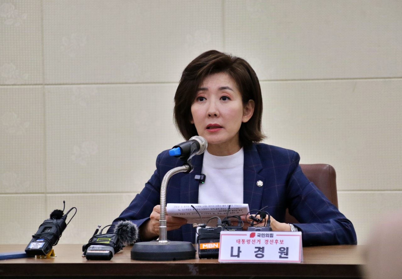 나경원 후보가 기자들과 만나 대구경북 지역 공약을 발표하고 있다.(2025.4.21) / 사진.평화뉴스 김영화 기자