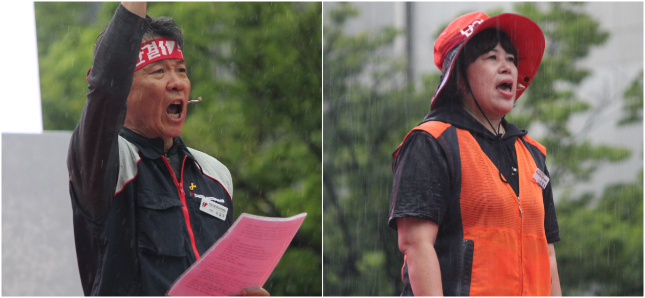 (왼쪽부터) 이길우 민주노총 대구지역본부장, 손영숙 공공연대노조 대구본부장(2025.5.1) / 사진.평화뉴스 정준민 기자